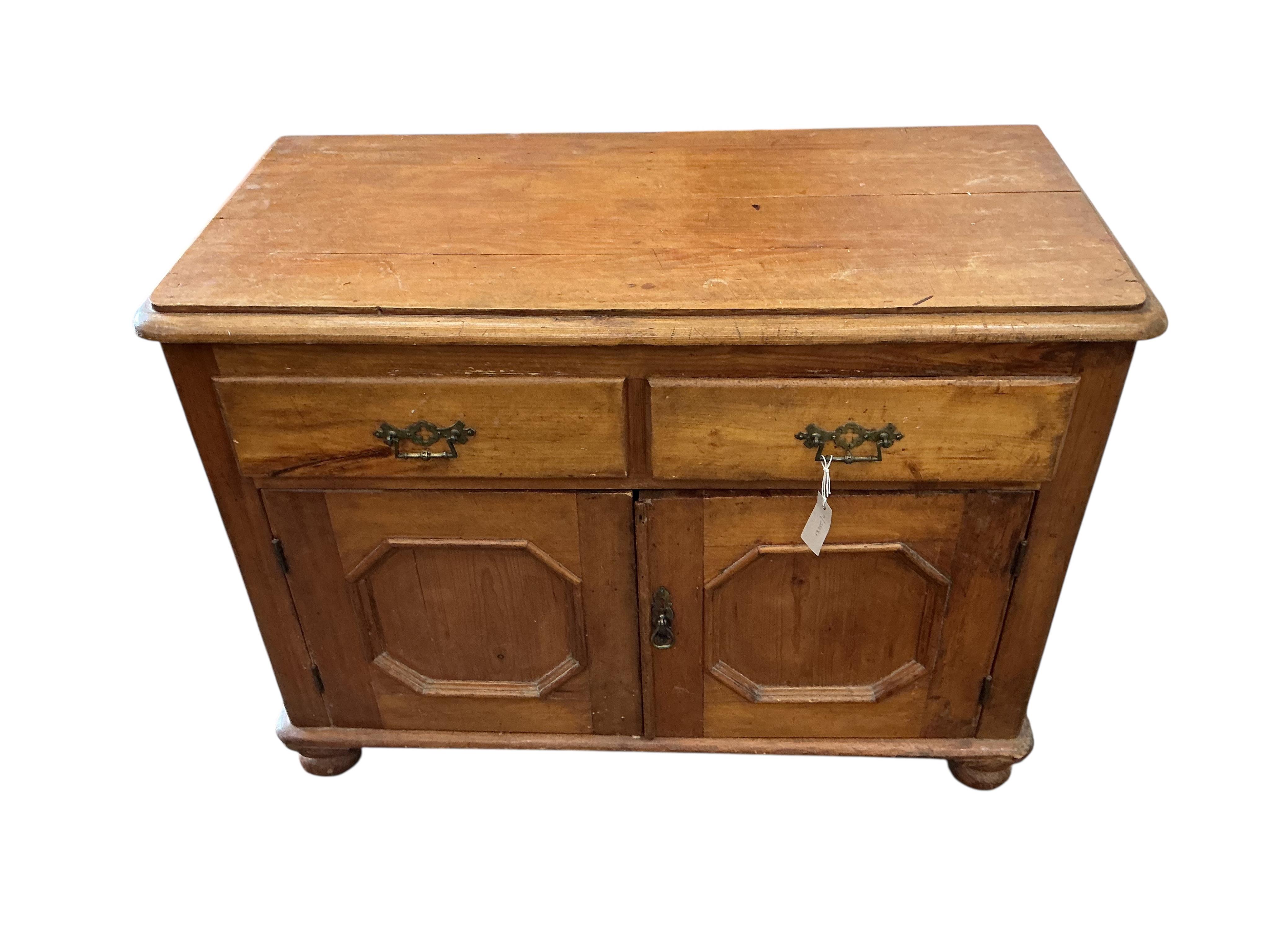 A small Victorian pine low dresser, width 106cm, depth 52cm, height 80cm